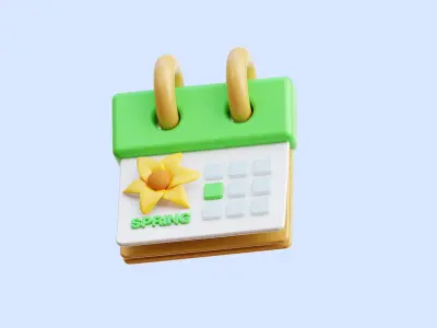 Spring Season 3D Illustration Low-poly 3D model