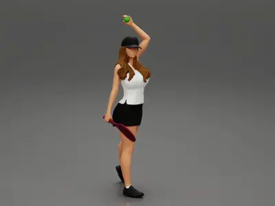 woman throwing tennis ball 3D print model