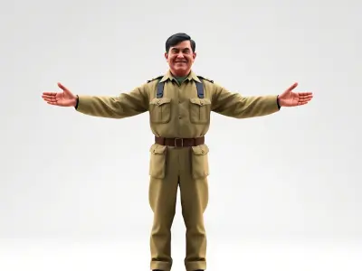 Uniformed Officer D Character Model Rigged and Animated Low-poly 3D model