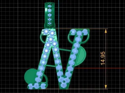 LUXURY ALPHABET N PENDAANT 3D PRINTABLE MODEL 3D print model