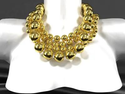 Big Metal Balls Necklace 3D model