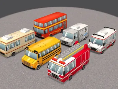 Cartoon Cars pack 3 Low-poly 3D model