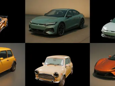 Sport Car bundle 17 pack 100 glb 3D model