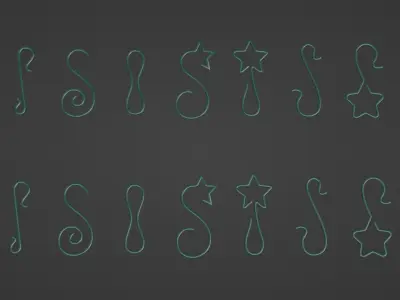 Jewelry and christmas ball hook set 3D mesh and svg 3D print model