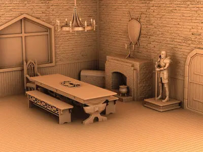 Home interior of the middle ages 3D print model