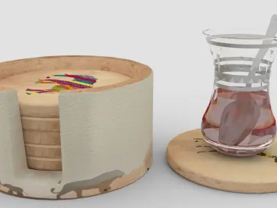 African Stone coaster Low-poly 3D model