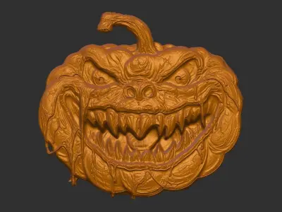hallowen scary pumpkin face 3D print model