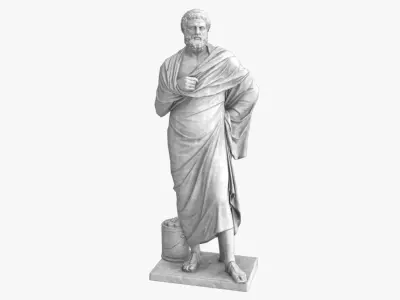 Sophocles Antique Statue - Old Granite Low-poly 3D model