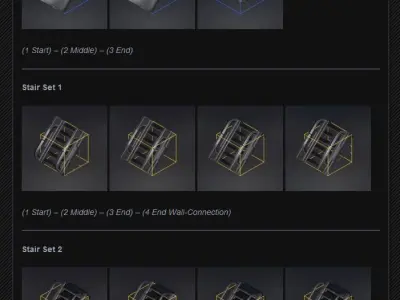 Futuristic Stairs Collection White Plastic Low-poly 3D model