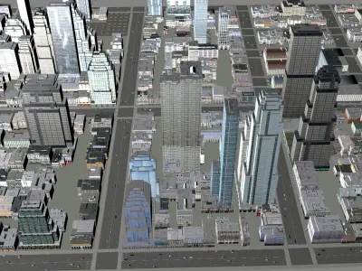 Modern birdseye view of urban Urban buildings office buildings 3D model
