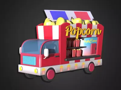 Asset - Cartoons - Food Car - Popcorn Car 3D model