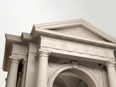 Arched portico in Doric Denticulated column order gazebo 3D model