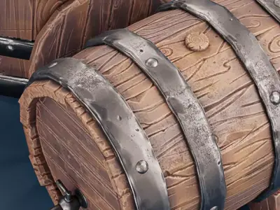 Stylised Barrel Low-poly 3D model