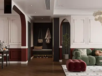 French Light Luxury Restaurant 3D model