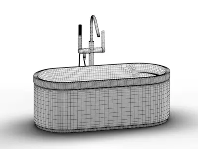 Kohler Lovee Freestanding Bathtub With Mixer 3D model