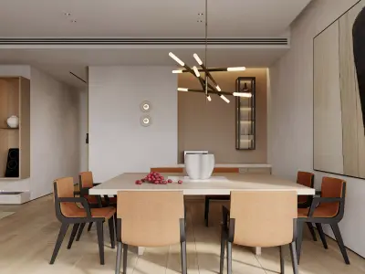 Modern living room dining room interior scenes 193 3D model