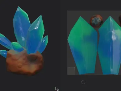 Crystals green Low-poly 3D model