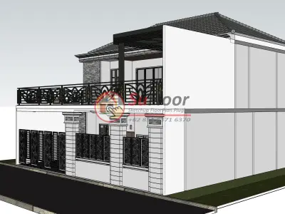House 14x15m code 481- Sketchup 3D model 3D model 3D model