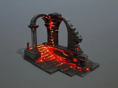 Ruin Stairs Low-poly 3D model
