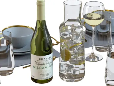 Table Setting 01 - Crate and Barrel Addison Tableware Set 3D model