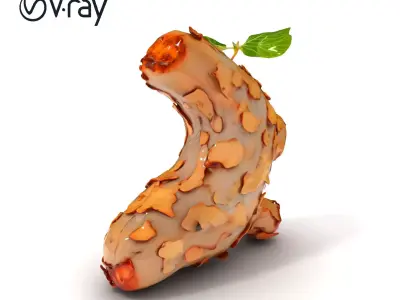 Dry Tree Branch with Leaves Model Pack Low-poly 3D model