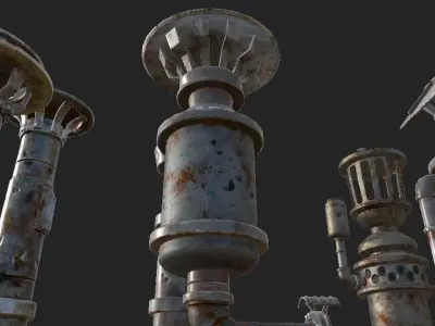 Old Chimney Low-poly 3D model