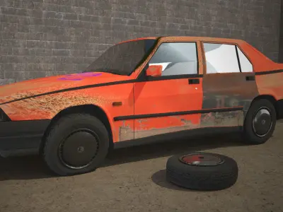 Abandoned car degraded 3D model