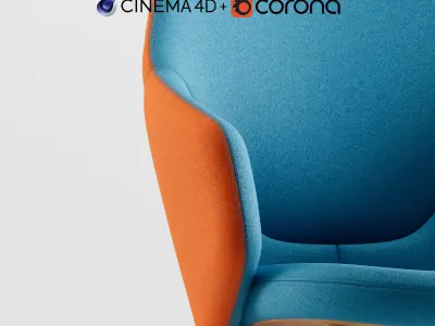 Albu Lounge Armchair By Ton C4D and Corona Renderer 3D model Low-poly 3D model