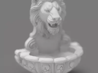 Lions Fountain Majesty Detailed Lion Head Wall Fountain STL  3D print model