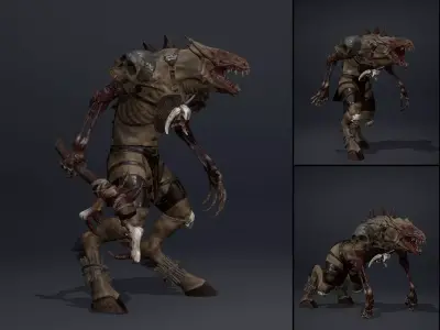 Mist Barbarian Damaged Low-poly 3D model