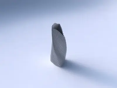 Vase twist tipped triangle with bent extruded lines 3 3D print model