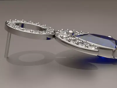 Elegant Diamond and Sapphire Earring 3D Model Free 3D model