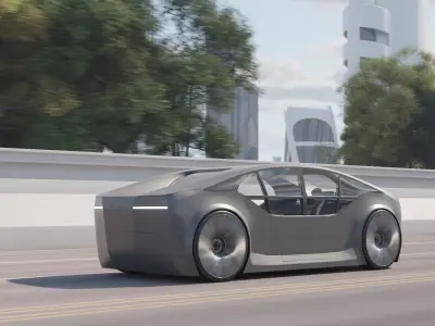 Self-driving concept car with interior and rigged 3D model