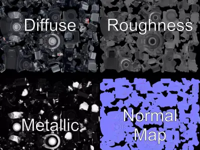 Modern Engine Model Pack Low-poly 3D model