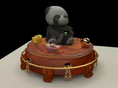 Chinese panda doll Low-poly 3D model