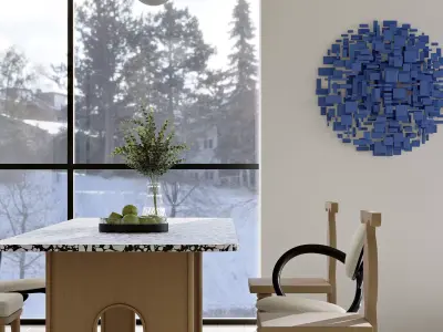 Modern living room dining room interior scenes  3D model