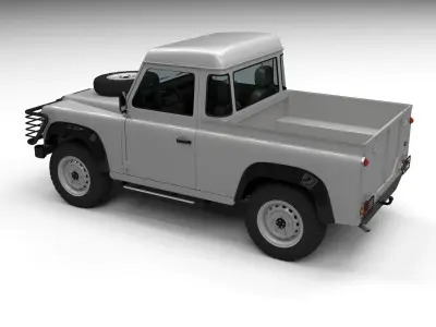 Land Rover Defender 90 Pick Up w interior 3D model