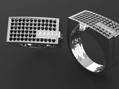 Elegant Mens Ring with Diamond Stones 3D print model