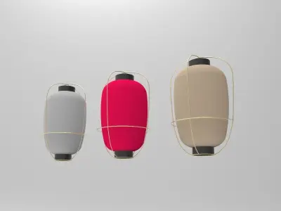 lantern P three different coloured lanterns 3D model