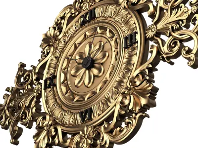 Classic Wall Clock 013 Gold Low-poly 3D model