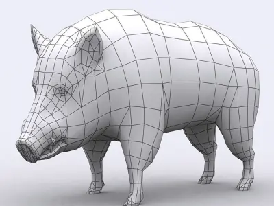 3DRT - Boar Low-poly 3D model