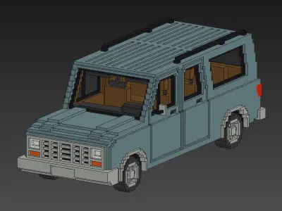Voxel SUV Car Low-poly 3D model