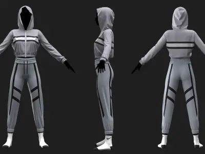 Female Sport Outfit Marvelous Designer project 3D model
