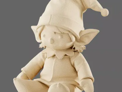 Plush Christmas Elf Toy 3D model
