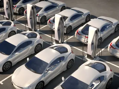 Parking with electric cars charging 3D model
