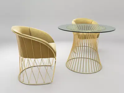 Modern Table and Chair Set 3D model