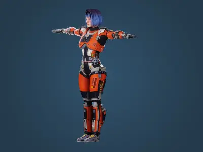 Sci-Fi Girl Low-poly  Low-poly 3D model