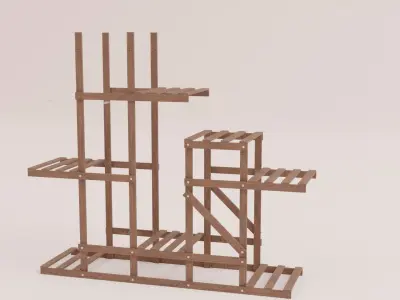 Shelf 3d model wooden plant stand 3D model