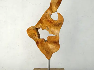 Teak Wood Table Top Decoration 3D model