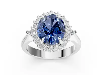 Sapphire Halo Ring 3D print model